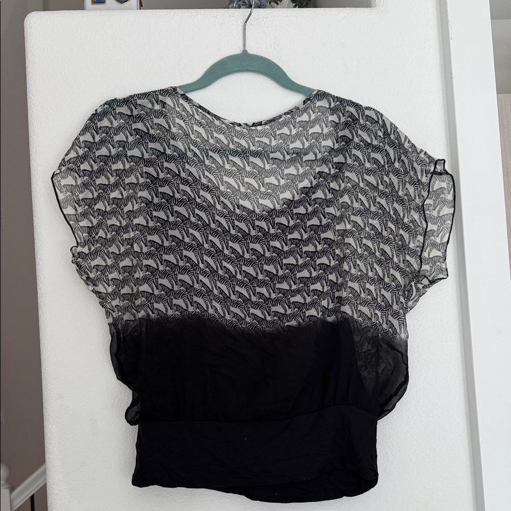 Bailey 44 Zebra Patterned Black and White Blouse - Picture 6 of 6